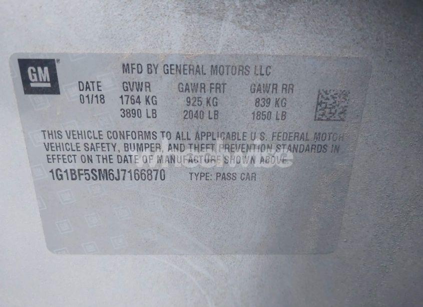 Photo 9 of 2018 Chevrolet Cruze PREMIER AUTO (VIN 1G1BF5SM6J7166870)