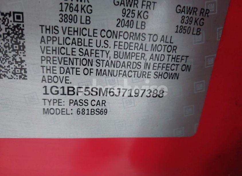 Photo 9 of 2018 Chevrolet Cruze PREMIER AUTO (VIN 1G1BF5SM6J7197388)