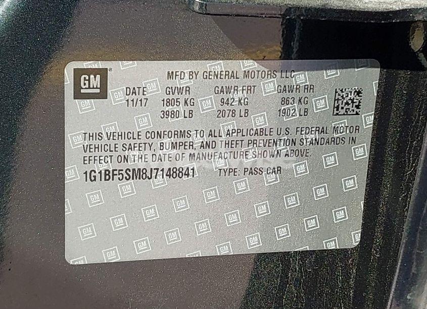 Photo 9 of 2018 Chevrolet Cruze PREMIER AUTO (VIN 1G1BF5SM8J7148841)