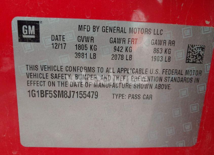 Photo 9 of 2018 Chevrolet Cruze PREMIER AUTO (VIN 1G1BF5SM8J7155479)