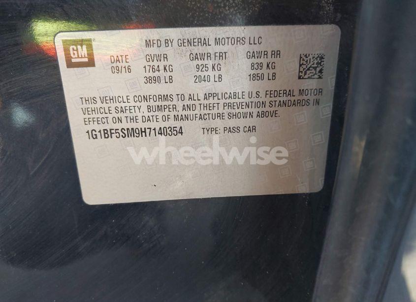 Photo 9 of 2017 Chevrolet Cruze PREMIER AUTO (VIN 1G1BF5SM9H7140354)