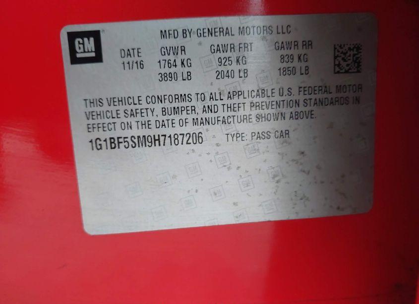 Photo 9 of 2017 Chevrolet Cruze PREMIER AUTO (VIN 1G1BF5SM9H7187206)