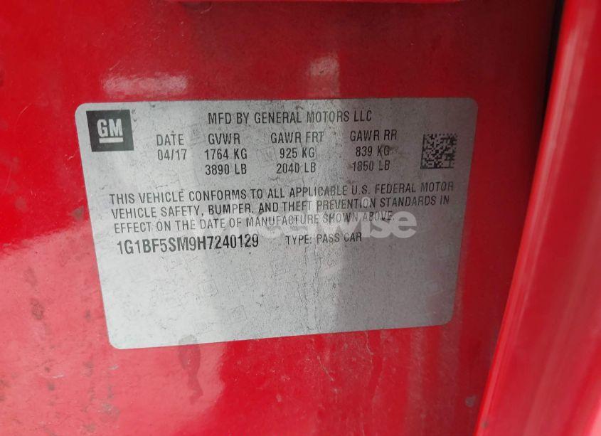 Photo 9 of 2017 Chevrolet Cruze PREMIER AUTO (VIN 1G1BF5SM9H7240129)