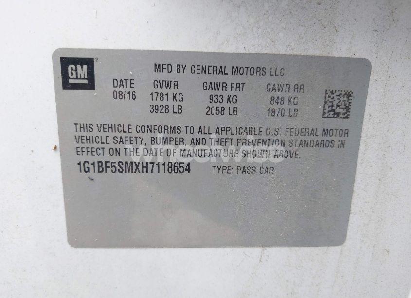 Photo 9 of 2017 Chevrolet Cruze PREMIER AUTO (VIN 1G1BF5SMXH7118654)