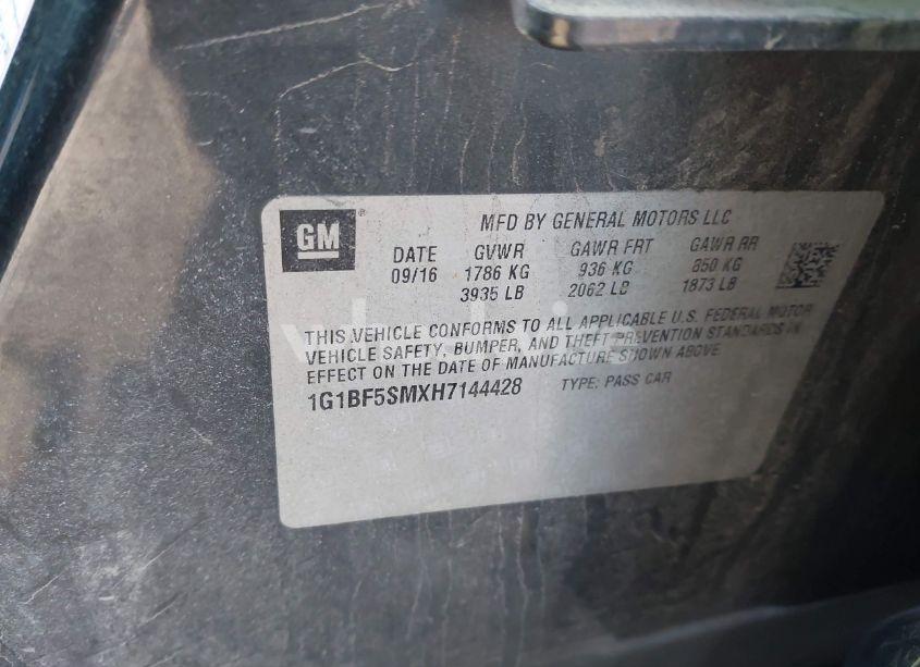 Photo 9 of 2017 Chevrolet Cruze PREMIER AUTO (VIN 1G1BF5SMXH7144428)