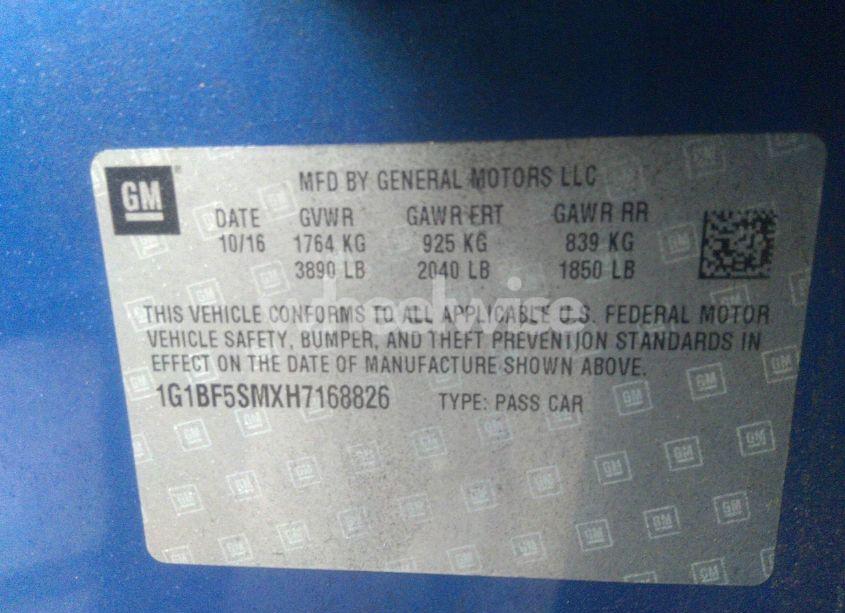 Photo 9 of 2017 Chevrolet Cruze PREMIER AUTO (VIN 1G1BF5SMXH7168826)