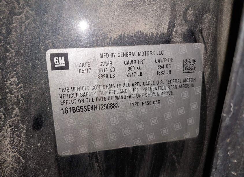 Photo 9 of 2017 Chevrolet Cruze LT MANUAL (VIN 1G1BG5SE4H7258883)