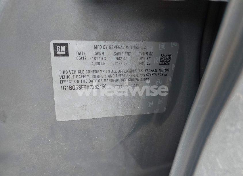 Photo 9 of 2017 Chevrolet Cruze LT MANUAL (VIN 1G1BG5SE9H7263156)