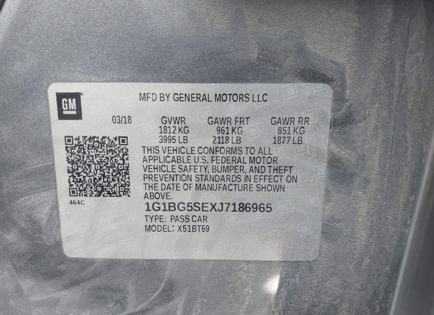 Photo 9 of 2018 Chevrolet Cruze LT MANUAL (VIN 1G1BG5SEXJ7186965)