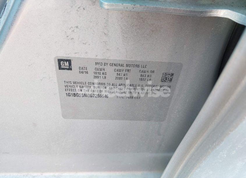 Photo 9 of 2016 Chevrolet Cruze PREMIER AUTO (VIN 1G1BG5SM0G7266646)