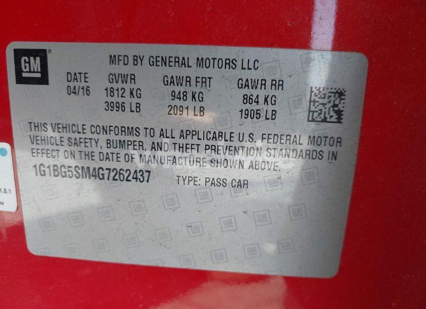 Photo 9 of 2016 Chevrolet Cruze PREMIER AUTO (VIN 1G1BG5SM4G7262437)