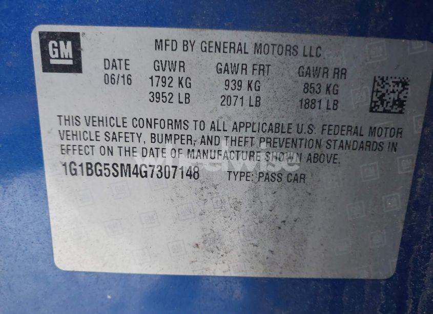 Photo 9 of 2016 Chevrolet Cruze PREMIER AUTO (VIN 1G1BG5SM4G7307148)