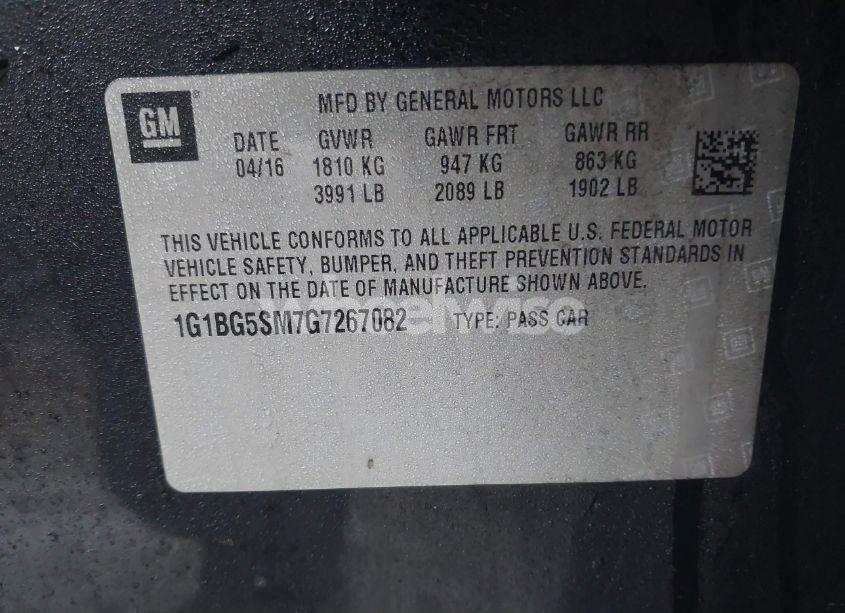Photo 9 of 2016 Chevrolet Cruze PREMIER AUTO (VIN 1G1BG5SM7G7267082)