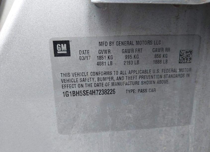 Photo 9 of 2017 Chevrolet Cruze LT AUTO (VIN 1G1BH5SE4H7238226)