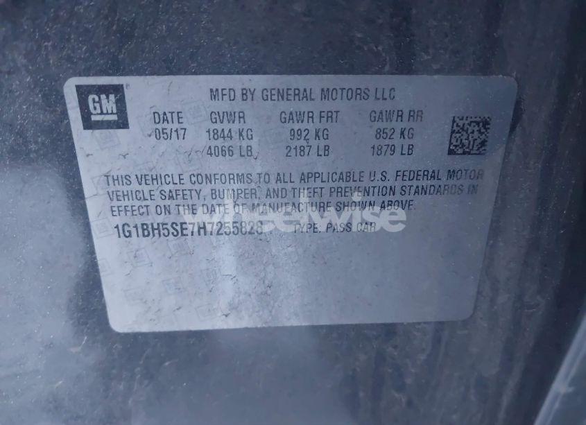 Photo 9 of 2017 Chevrolet Cruze LT AUTO (VIN 1G1BH5SE7H7255828)