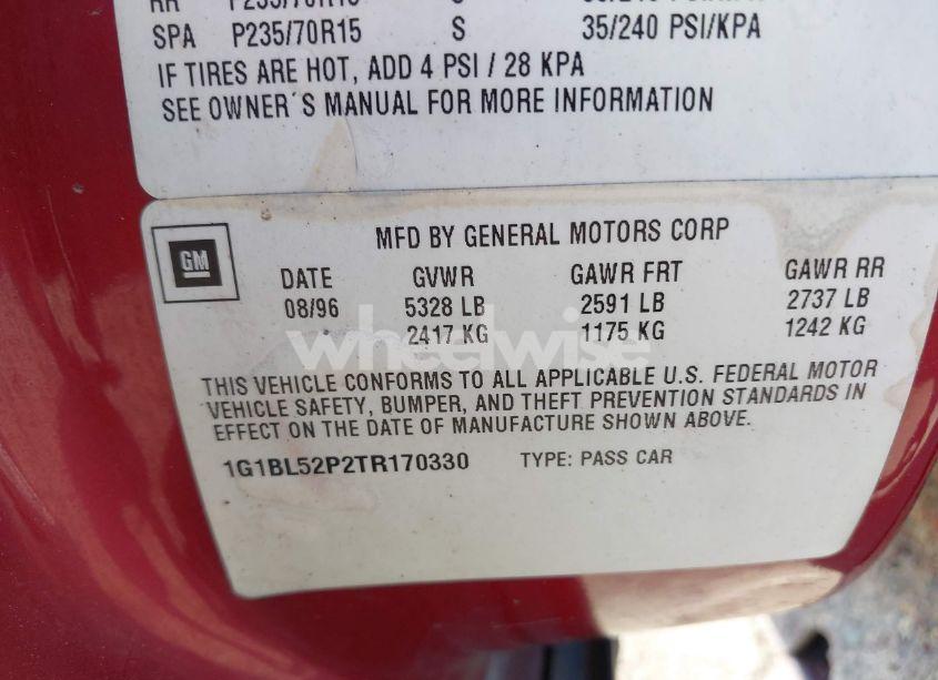 Photo 9 of 1996 Chevrolet Caprice / IMPALA CLASSIC SS (VIN 1G1BL52P2TR170330)