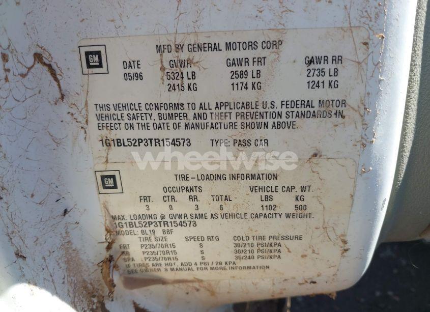 Photo 9 of 1996 Chevrolet Caprice / IMPALA CLASSIC SS (VIN 1G1BL52P3TR154573)