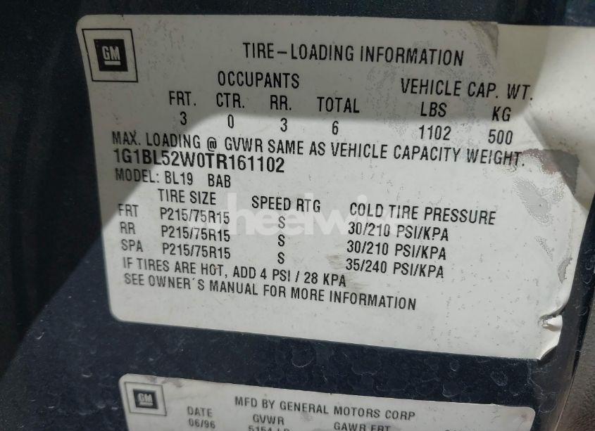 Photo 9 of 1996 Chevrolet Caprice CLASSIC (VIN 1G1BL52W0TR161102)