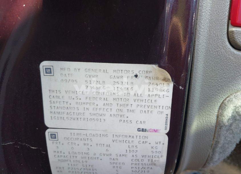 Photo 9 of 1996 Chevrolet Caprice CLASSIC (VIN 1G1BL52WXTR105913)