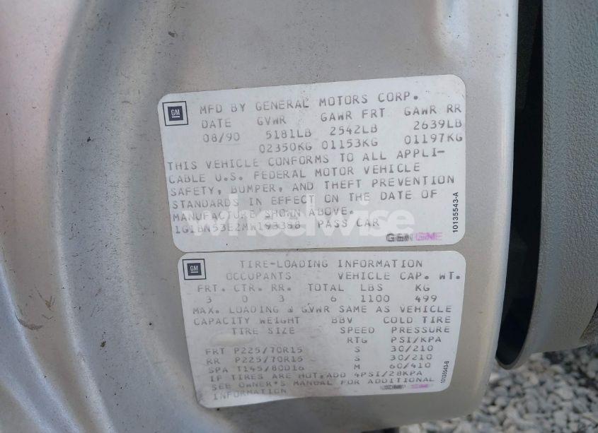 Photo 9 of 1991 Chevrolet Caprice CLASSIC LTZ (VIN 1G1BN53E2MW193388)