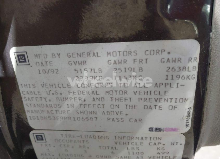 Photo 9 of 1993 Chevrolet Caprice CLASSIC LS (VIN 1G1BN53E9PR106587)