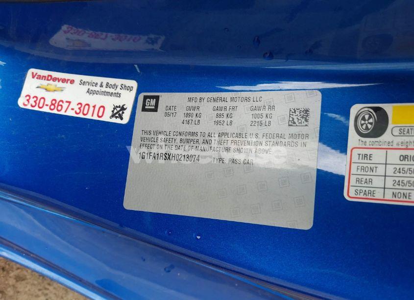 Photo 9 of 2017 Chevrolet Camaro 1LS (VIN 1G1FA1RSXH0213074)