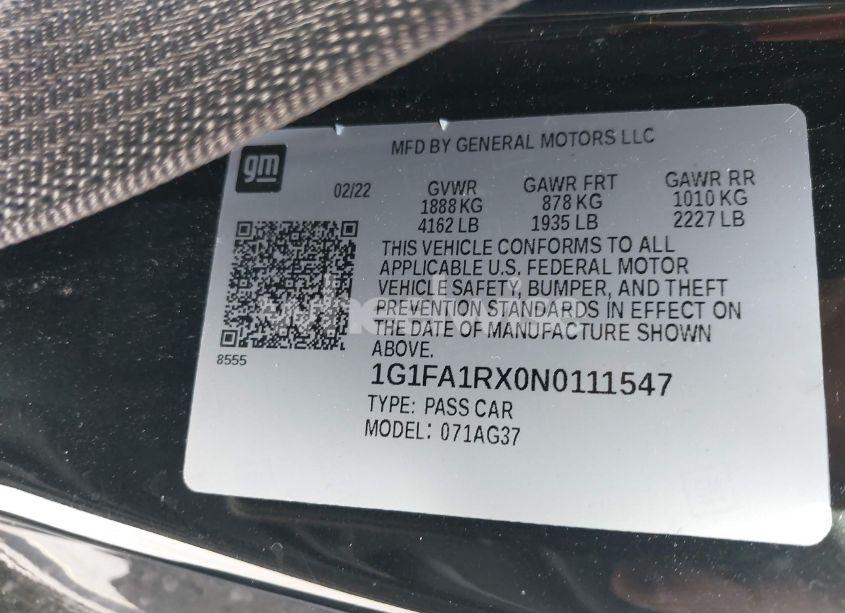 Photo 9 of 2022 Chevrolet Camaro RWD 1LT (VIN 1G1FA1RX0N0111547)