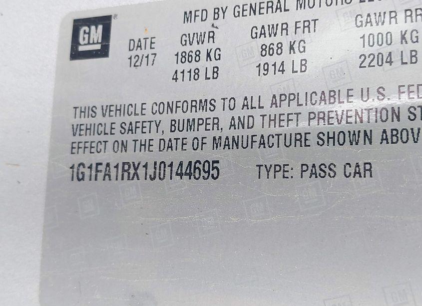 Photo 9 of 2018 Chevrolet Camaro 1LS (VIN 1G1FA1RX1J0144695)