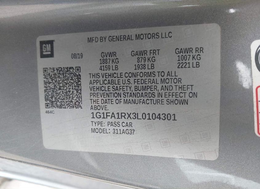 Photo 9 of 2020 Chevrolet Camaro (VIN 1G1FA1RX3L0104301)