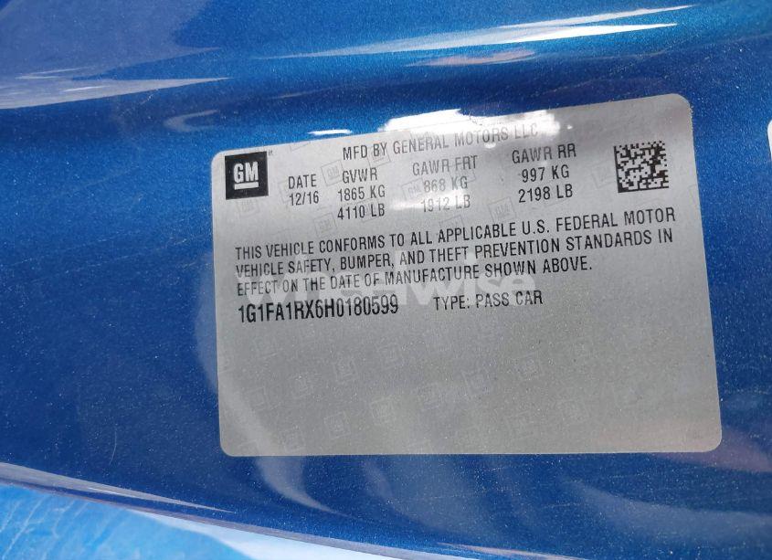 Photo 9 of 2017 Chevrolet Camaro 1LS (VIN 1G1FA1RX6H0180599)