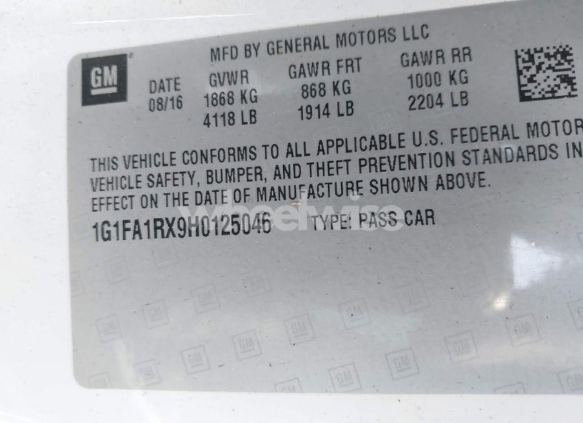 Photo 9 of 2017 Chevrolet Camaro 1LT (VIN 1G1FA1RX9H0125046)