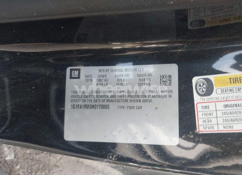 Photo 9 of 2017 Chevrolet Camaro 1LS (VIN 1G1FA1RX9H0178880)