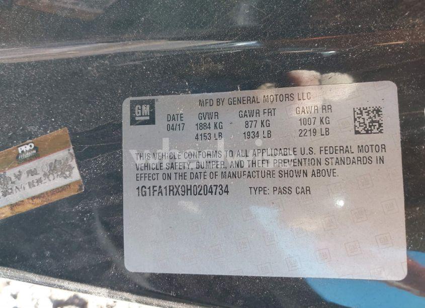 Photo 9 of 2017 Chevrolet Camaro 1LS (VIN 1G1FA1RX9H0204734)