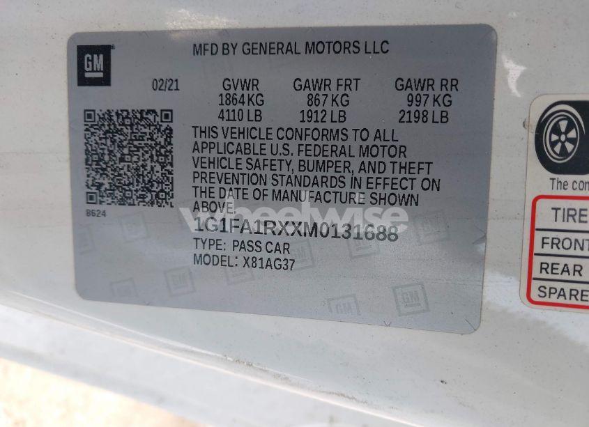 Photo 9 of 2021 Chevrolet Camaro RWD 1LT (VIN 1G1FA1RXXM0131688)