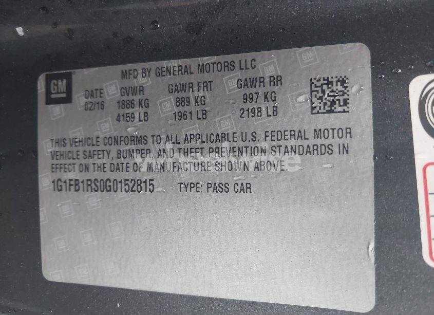 Photo 9 of 2016 Chevrolet Camaro 1LT (VIN 1G1FB1RS0G0152815)