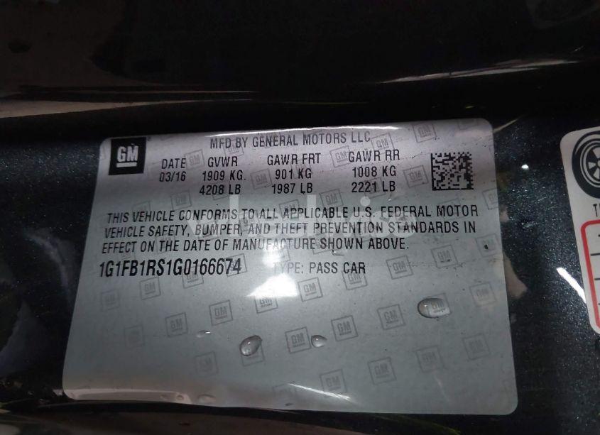 Photo 9 of 2016 Chevrolet Camaro 1LT (VIN 1G1FB1RS1G0166674)