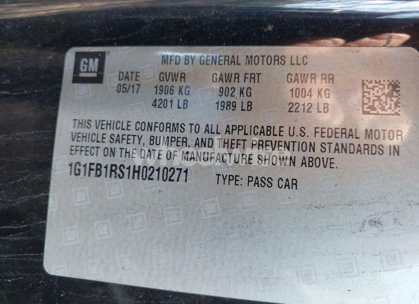 Photo 9 of 2017 Chevrolet Camaro 1LT (VIN 1G1FB1RS1H0210271)