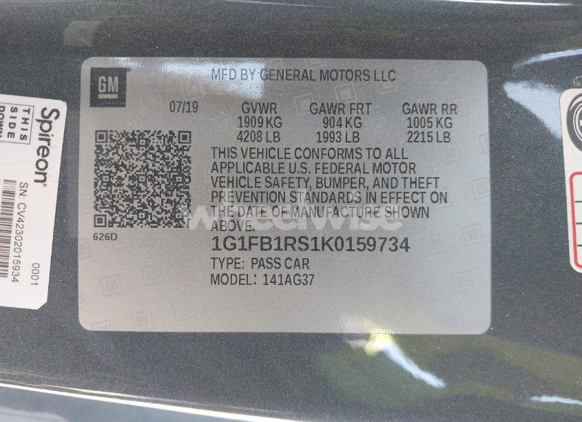 Photo 9 of 2019 Chevrolet Camaro 1LT (VIN 1G1FB1RS1K0159734)