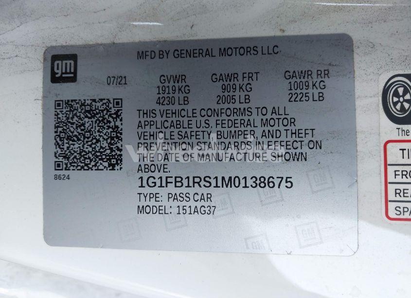 Photo 9 of 2021 Chevrolet Camaro RWD 1LT (VIN 1G1FB1RS1M0138675)