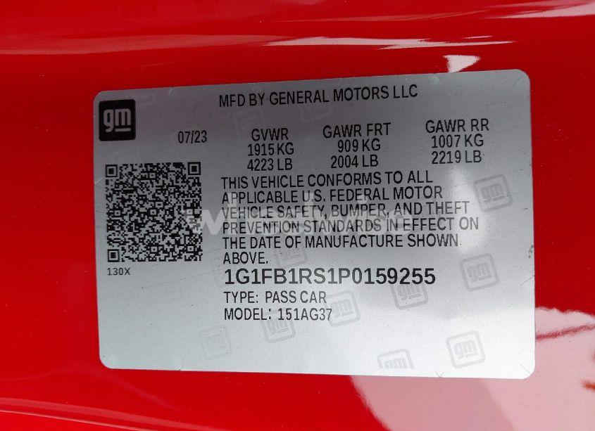 Photo 9 of 2023 Chevrolet Camaro RWD 1LT (VIN 1G1FB1RS1P0159255)