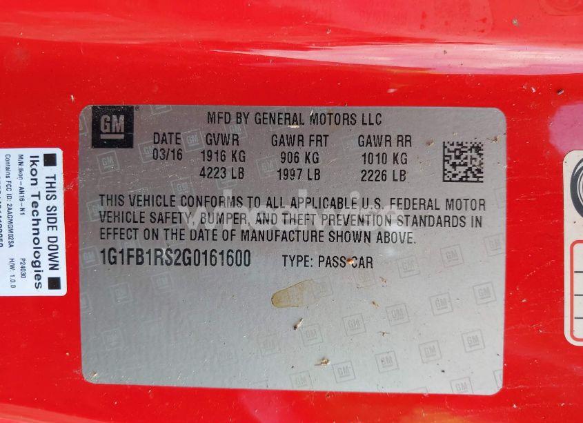 Photo 9 of 2016 Chevrolet Camaro 1LT (VIN 1G1FB1RS2G0161600)