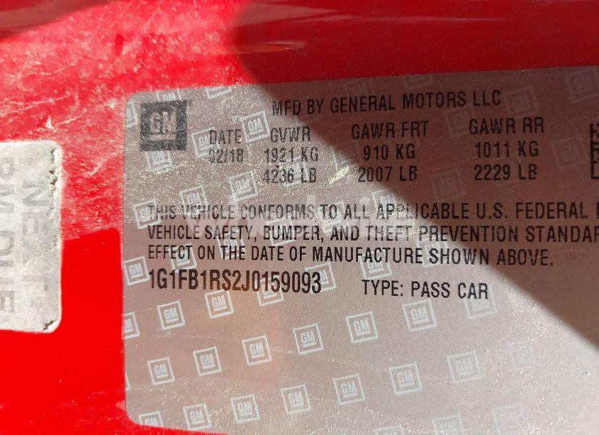 Photo 9 of 2018 Chevrolet Camaro 1LT (VIN 1G1FB1RS2J0159093)