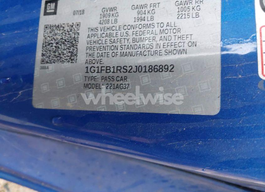 Photo 9 of 2018 Chevrolet Camaro 1LT (VIN 1G1FB1RS2J0186892)