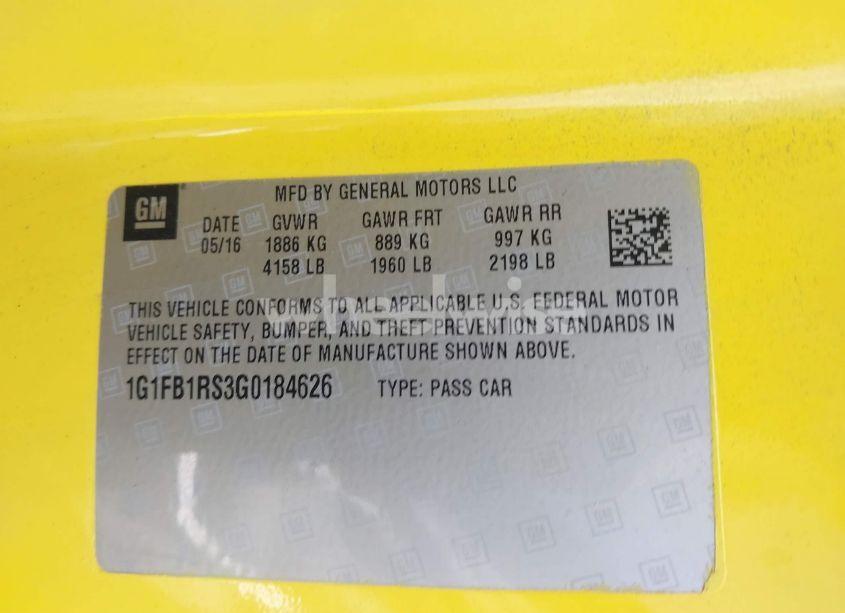 Photo 9 of 2016 Chevrolet Camaro 1LT (VIN 1G1FB1RS3G0184626)