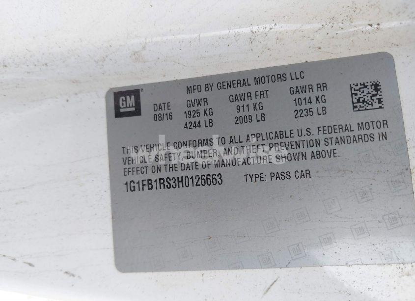 Photo 9 of 2017 Chevrolet Camaro 1LT (VIN 1G1FB1RS3H0126663)