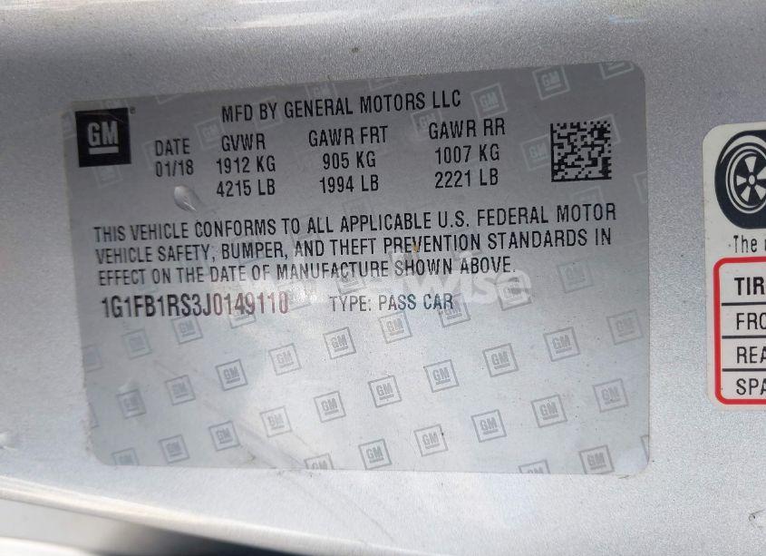 Photo 9 of 2018 Chevrolet Camaro 1LT (VIN 1G1FB1RS3J0149110)