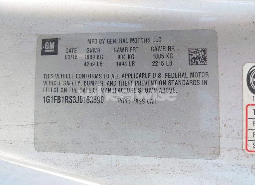 Photo 9 of 2018 Chevrolet Camaro 1LT (VIN 1G1FB1RS3J0163590)