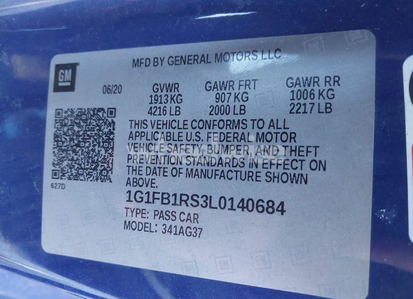 Photo 9 of 2020 Chevrolet Camaro RWD 1LT (VIN 1G1FB1RS3L0140684)