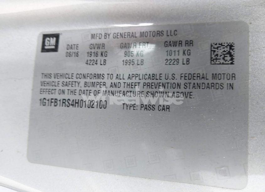 Photo 9 of 2017 Chevrolet Camaro 1LT (VIN 1G1FB1RS4H0102100)