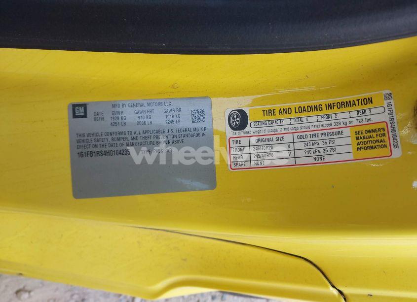 Photo 9 of 2017 Chevrolet Camaro 1LT (VIN 1G1FB1RS4H0104235)